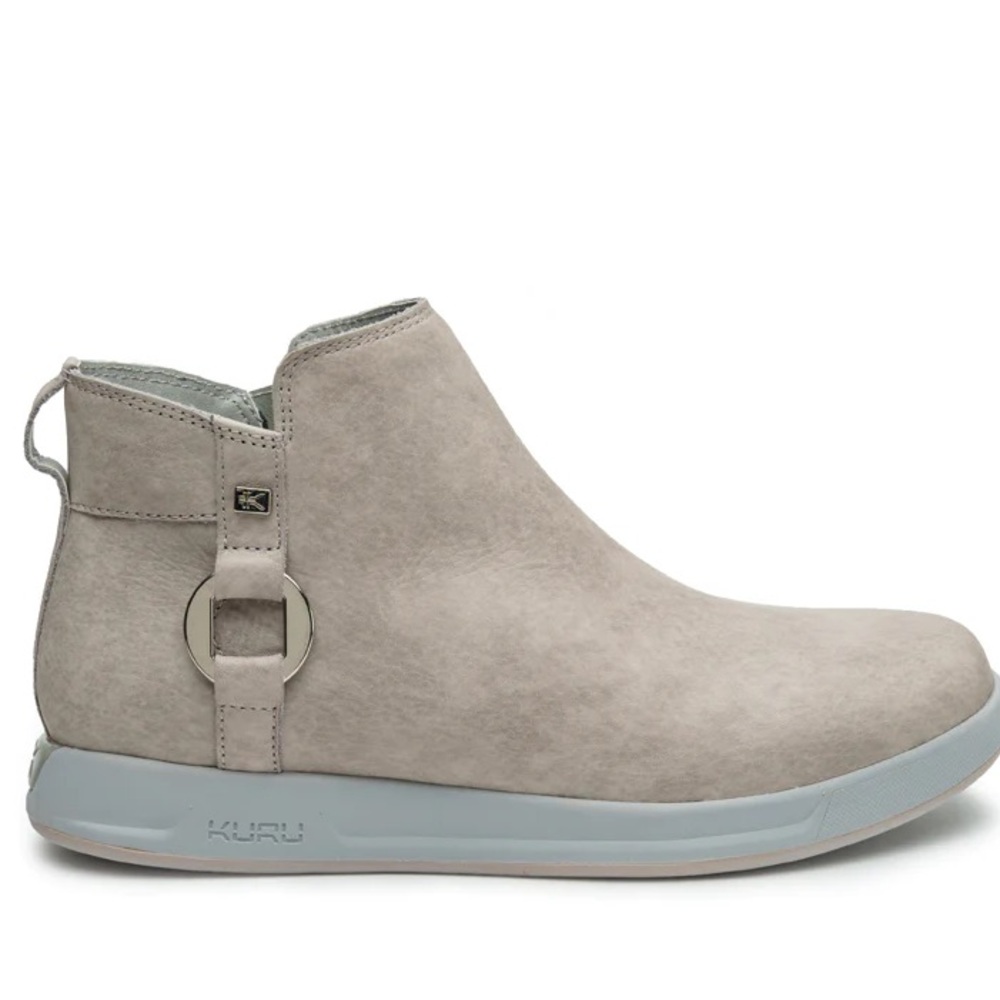 KURU Gray Leather Tempo Side Zip Ankle boots‎ Size 9